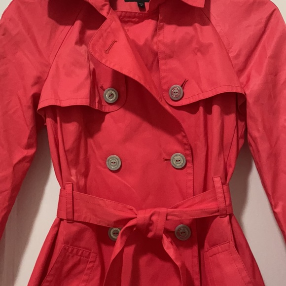 Express Belted Coral Trench Coat XS - Picture 4 of 11